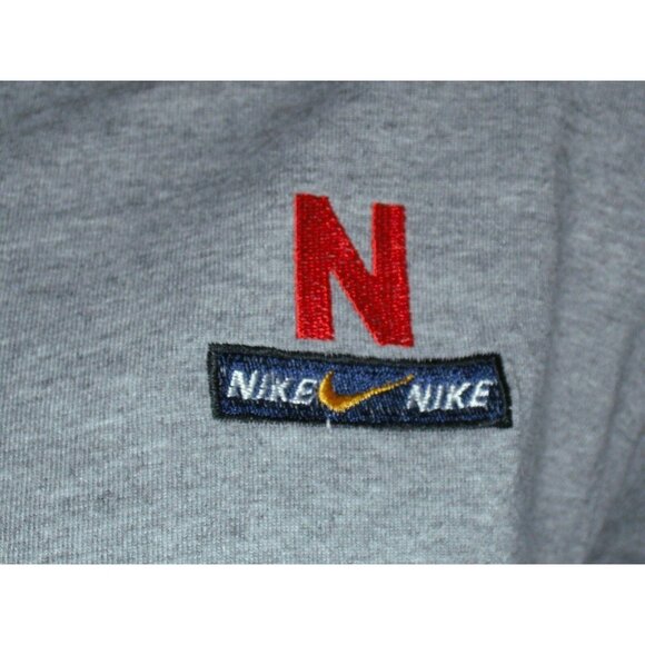 Vtg Nike Womens Gray Zip Polo Shirt  Red N Logo Stripe Short Sleeve Size Medium - Picture 2 of 8